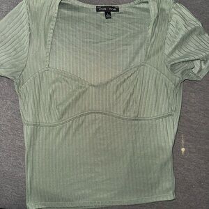 Green semi crop top